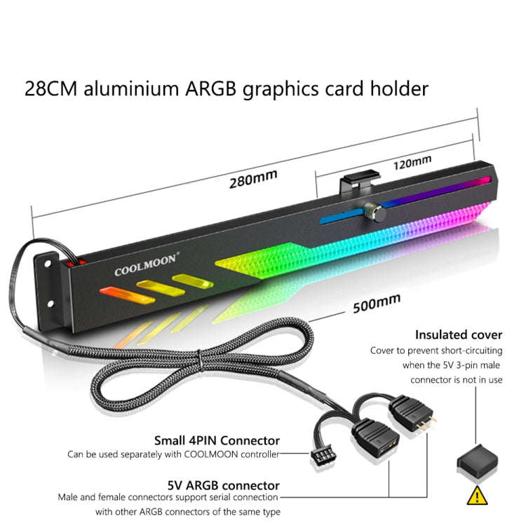 COOLMOON GT8 Graphics Card Bracket With 5V ARGB Multi-interface(White)