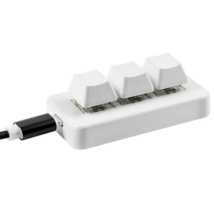 MK321 3 Keys Custom Keys Game Office PS Clip Macro Programming Keypad, Cable Length: 1.5m(White)