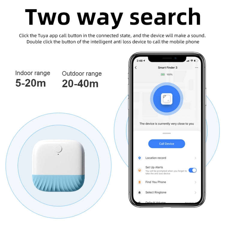 Wallet Key Finder Two Way Bluetooth Intelligent Anti-lost Device(Blue)