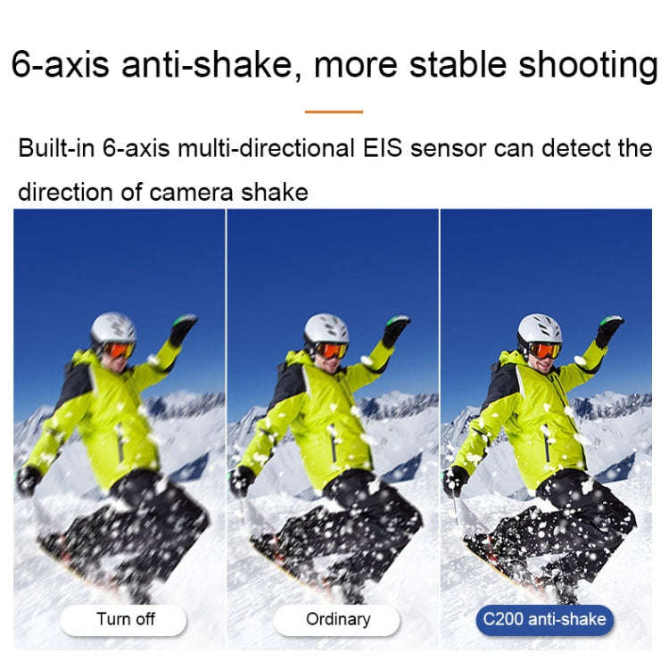 C200 4K Face Recognition WIFI Anti-Shake Outdoor Cycling Waterproof Sports Camera(Black Set)