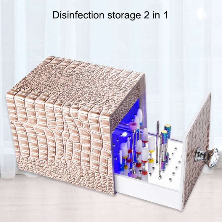 Dustproof Blue Light Disinfection Nail Polisher Storage Box(Khaki)