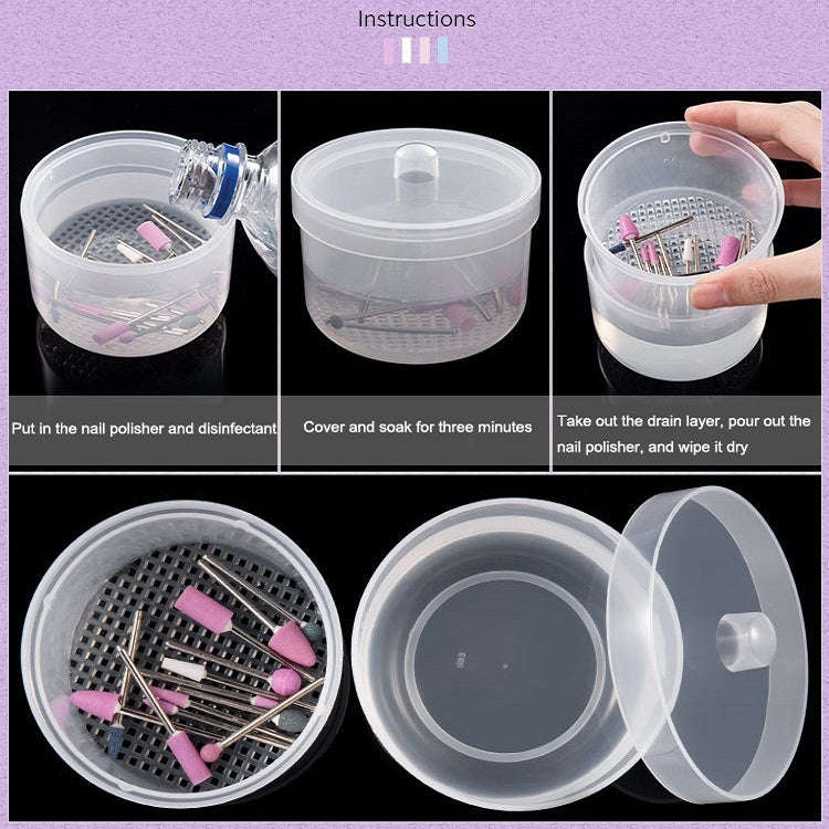 Nail Polisher Can Be Soaked And Drained Cleaning Disinfection Box(Light Blue)