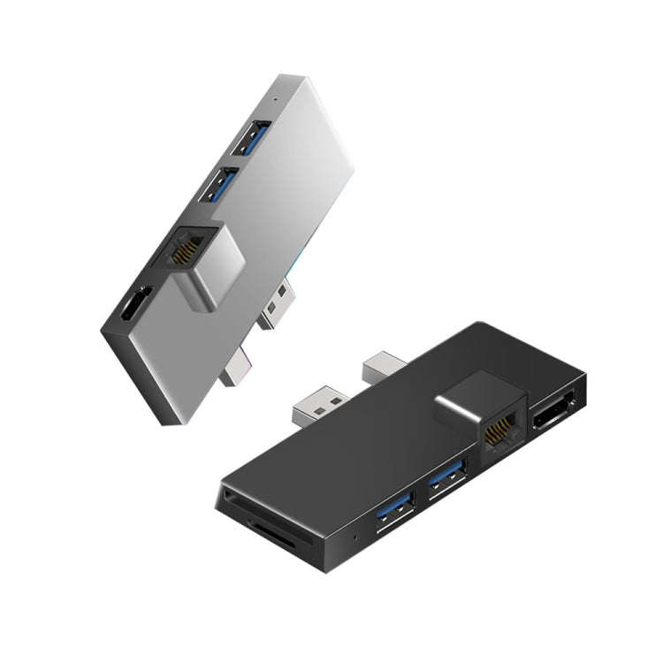 W05 8 In 1 USB3.1 Gne1 Ethernet RJ45 Converter For Surface Pro4/5/6(Silver)