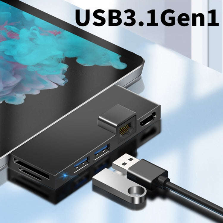 W05 8 In 1 USB3.1 Gne1 Ethernet RJ45 Converter For Surface Pro4/5/6(Silver)