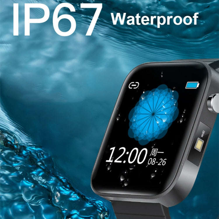 T68 1.54 Inch Body Temperature Monitoring Smart Watch with Flashlight Function(Black)