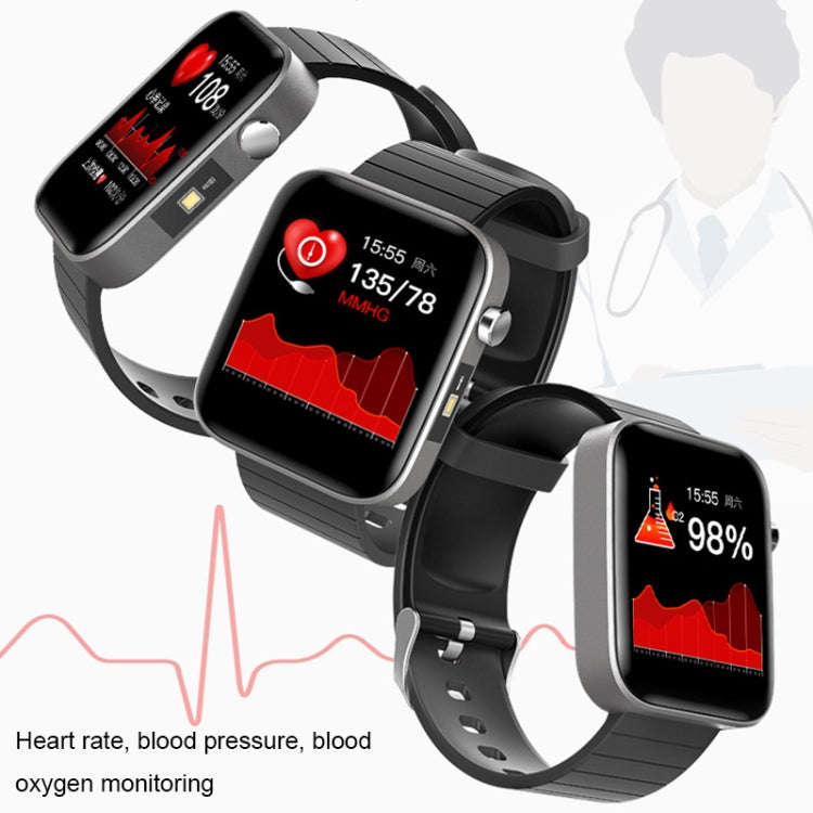 T68 1.54 Inch Body Temperature Monitoring Smart Watch with Flashlight Function(Black)
