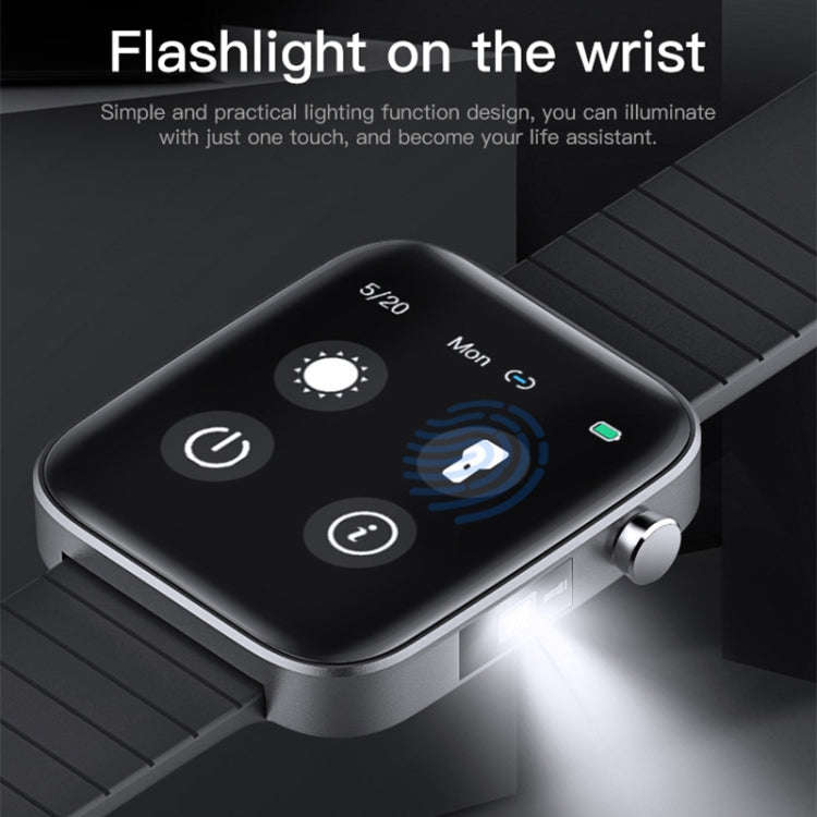 T68 1.54 Inch Body Temperature Monitoring Smart Watch with Flashlight Function(Black)