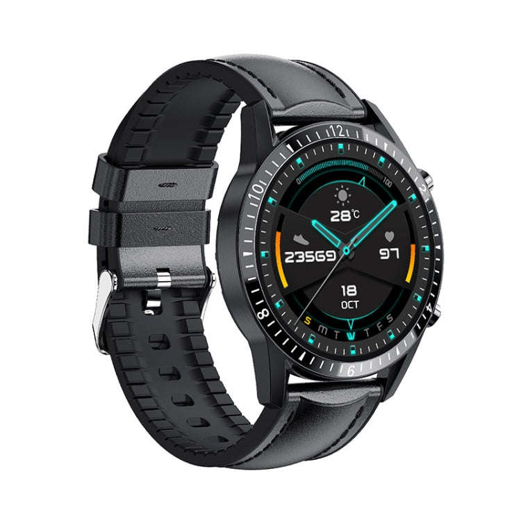 I9 1.5 Inch Heart Rate/Blood Pressure/Blood Oxygen Monitoring Watch, Color: Black Leather