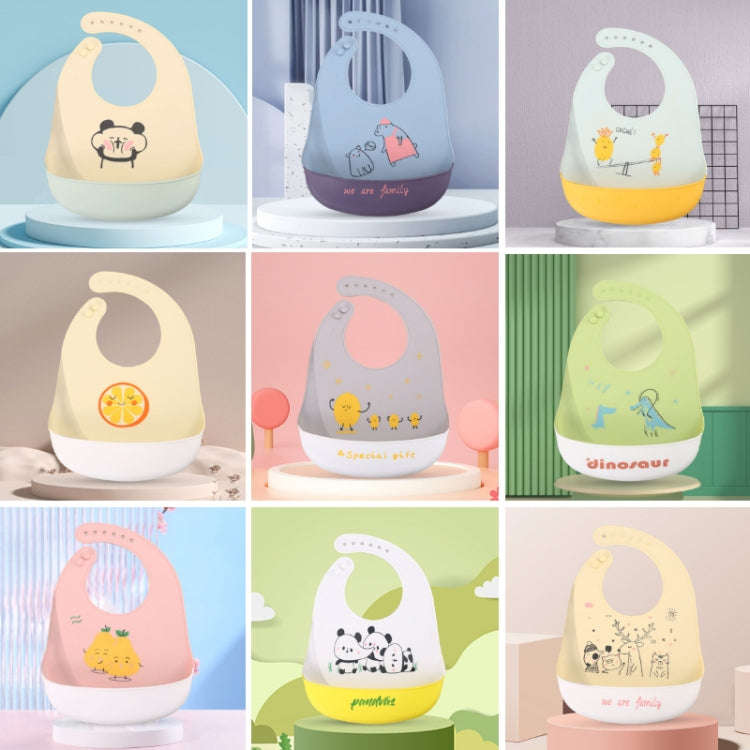 Baby Oil Spray Waterproof Silicone Bib Ultra-thin Saliva Towel, Pattern: Bear Baby