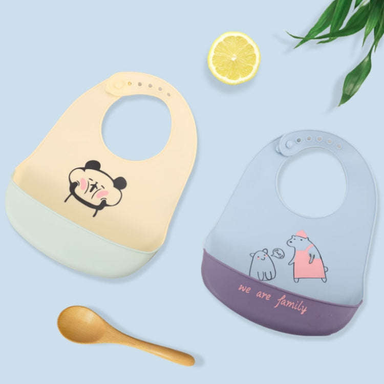 Baby Oil Spray Waterproof Silicone Bib Ultra-thin Saliva Towel, Pattern: Bear Baby