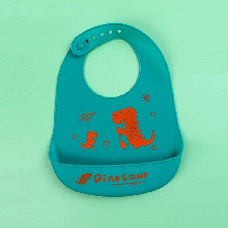 Baby Oil Spray Waterproof Silicone Bib Ultra-thin Saliva Towel, Pattern: Big&Small Dinosaur