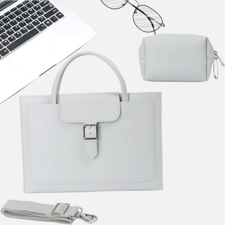 S176 Portable Waterproof Laptop Bag with Power Pack, Size: 15 inches(Light Grey)