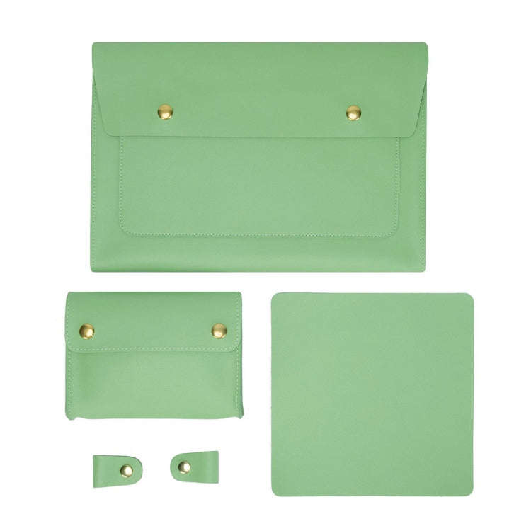 S178 3 In 1 Leather Waterproof Laptop Liner Bag, Size: 14 inches(Avocado Green)