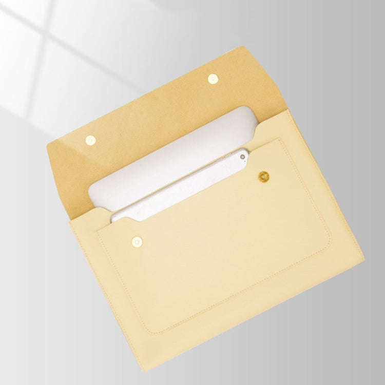 S178 3 In 1 Leather Waterproof Laptop Liner Bag, Size: 14 inches(Light Yellow)