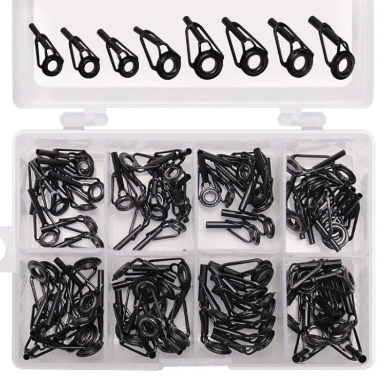 80 PCS / Box Top Ring Leading Eye Lure Rod Accessories, Style: Stainless Steel+Ceramic Ring(Black)