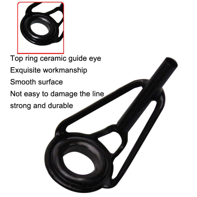 80 PCS / Box Top Ring Leading Eye Lure Rod Accessories, Style: Stainless Steel+Ceramic Ring(Black)