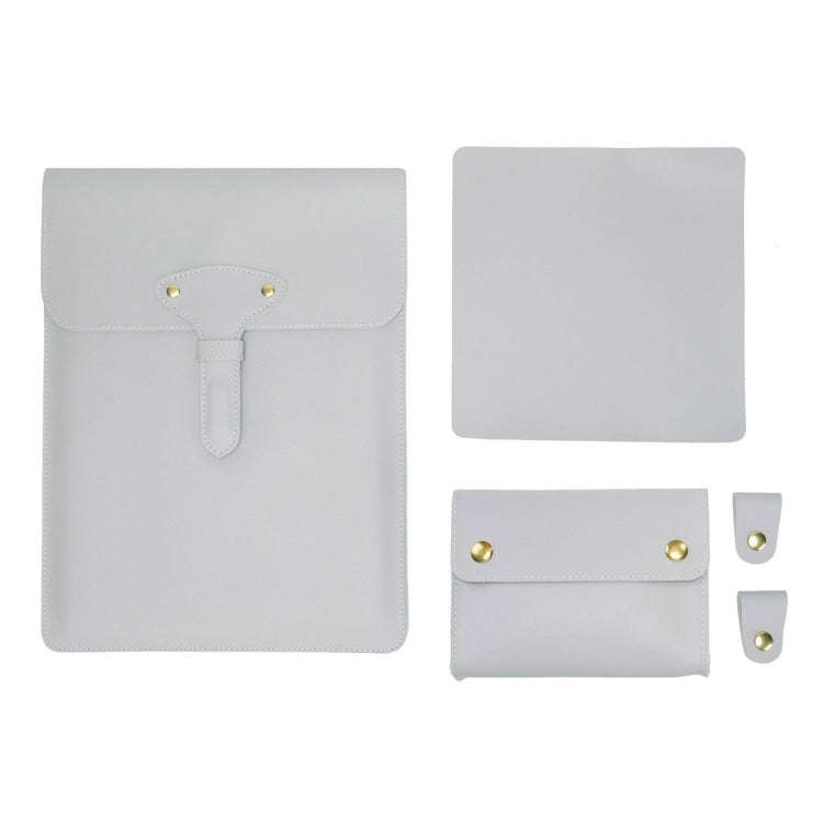 S177 3 In 1 Leather Waterproof Laptop Liner Bags, Size: 14 inches(Light Grey)