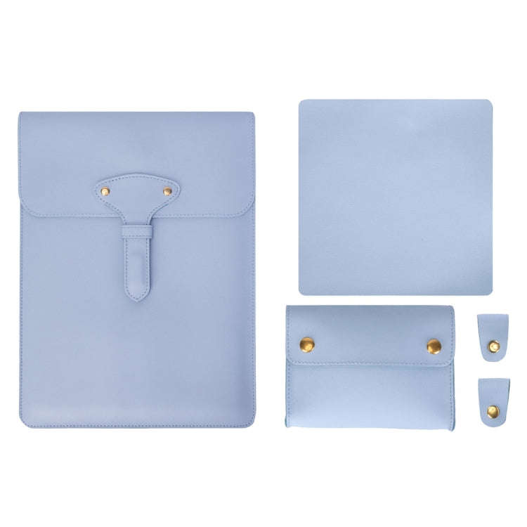 S177 3 In 1 Leather Waterproof Laptop Liner Bags, Size: 14 inches(Baby Blue)