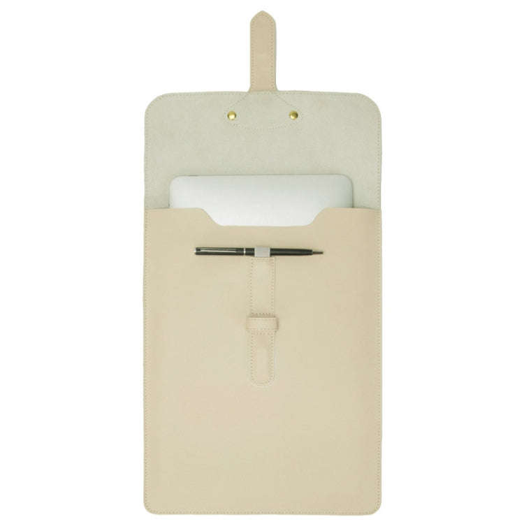 S177 3 In 1 Leather Waterproof Laptop Liner Bags, Size: 14 inches(Apricot)