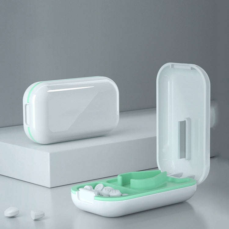TP-009 Mini Pill Cutting Box Storage Box Dispenser(Green Pine White)