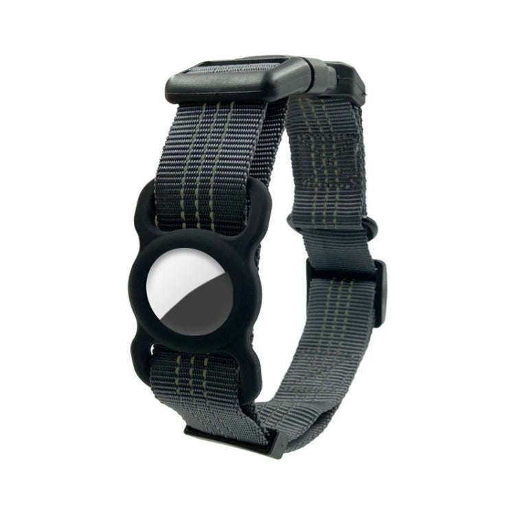 PUGGA GG1002 Polyester Dog GPS Device Protector Collar For AirTag, Size: M(Deep Gray)