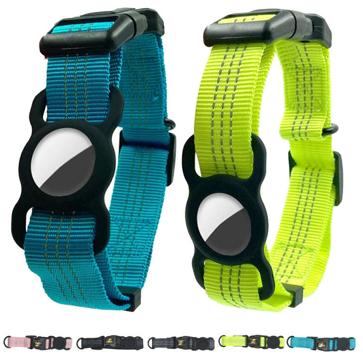 PUGGA GG1002 Polyester Dog GPS Device Protector Collar For AirTag, Size: M(Fluorescent Green)