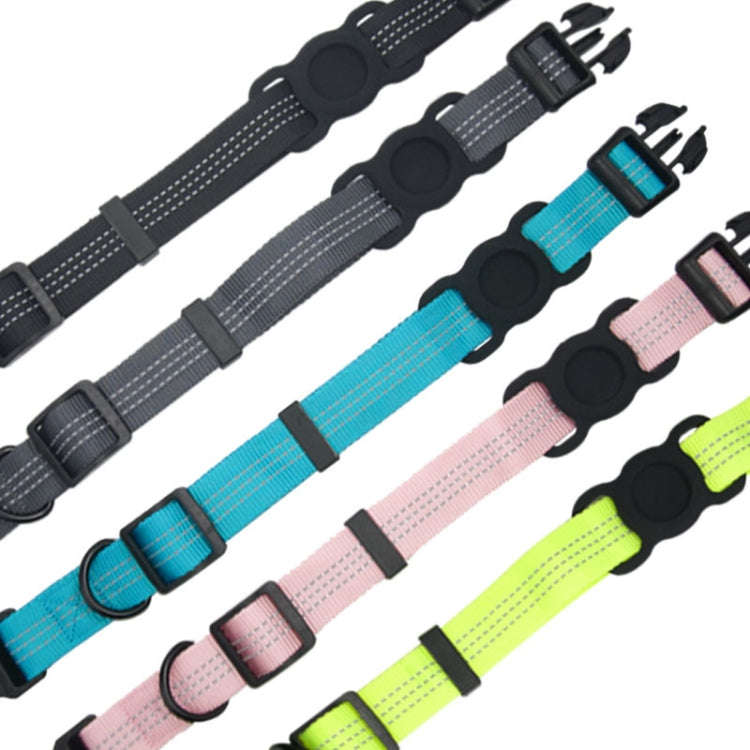 PUGGA GG1002 Polyester Dog GPS Device Protector Collar For AirTag, Size: M(Fluorescent Green)