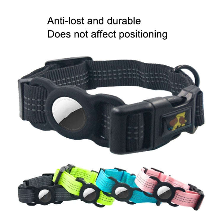 PUGGA GG1002 Polyester Dog GPS Device Protector Collar For AirTag, Size: M(Fluorescent Green)