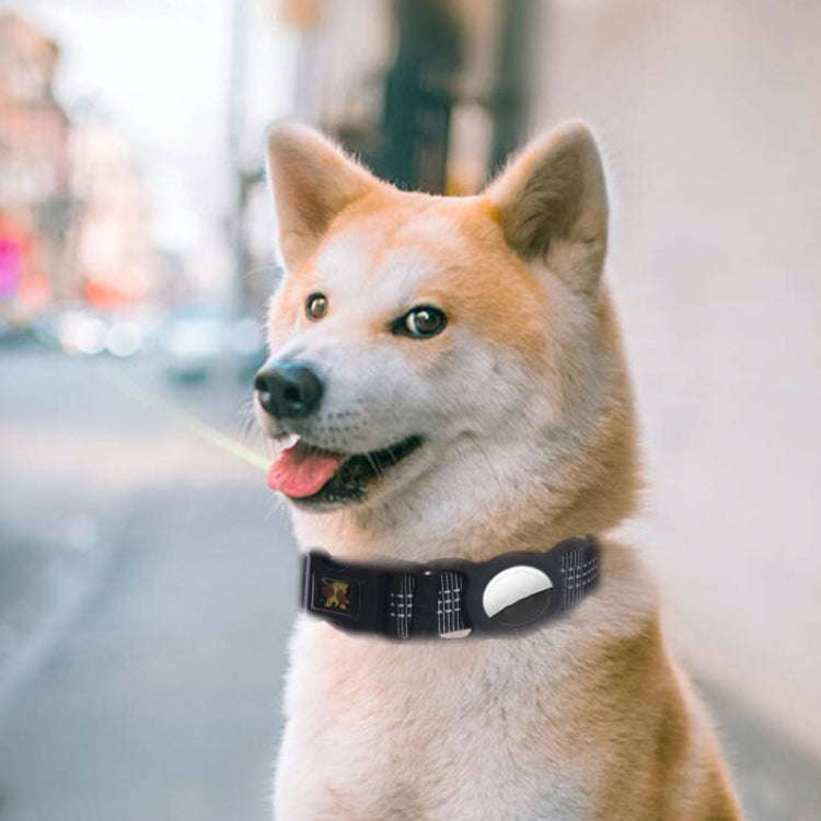 PUGGA GG1002 Polyester Dog GPS Device Protector Collar For AirTag, Size: M(Deep Gray)