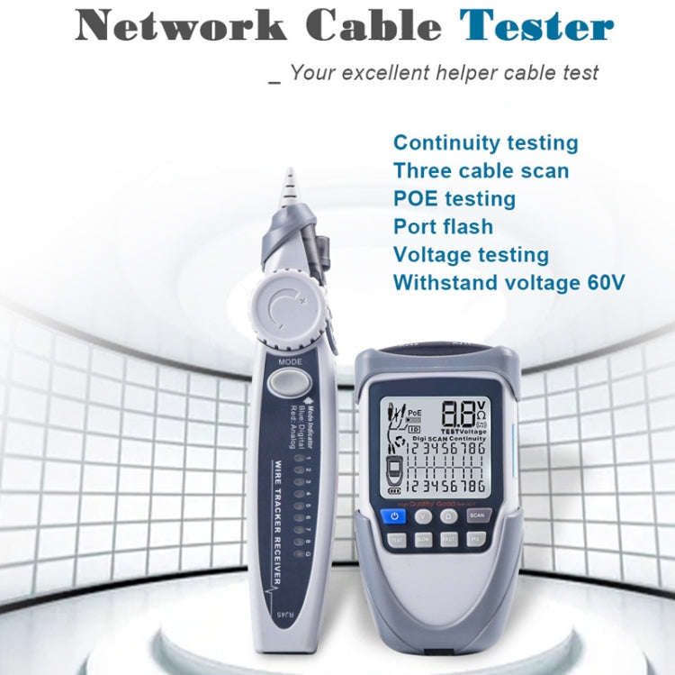 ET612 Network Cable Tester Wire Tracker Battery Voltage POE Test Multi-function Cable Tester