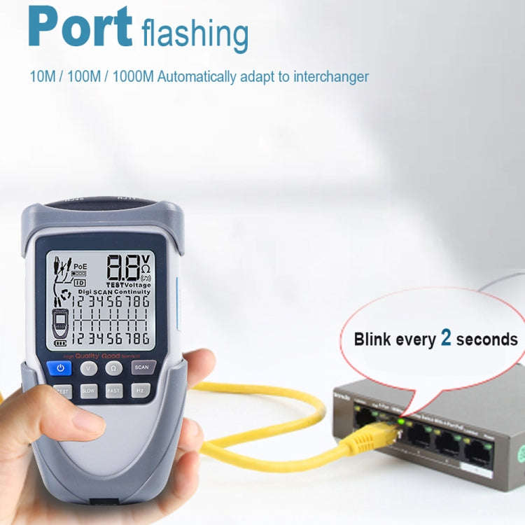 ET612 Network Cable Tester Wire Tracker Battery Voltage POE Test Multi-function Cable Tester