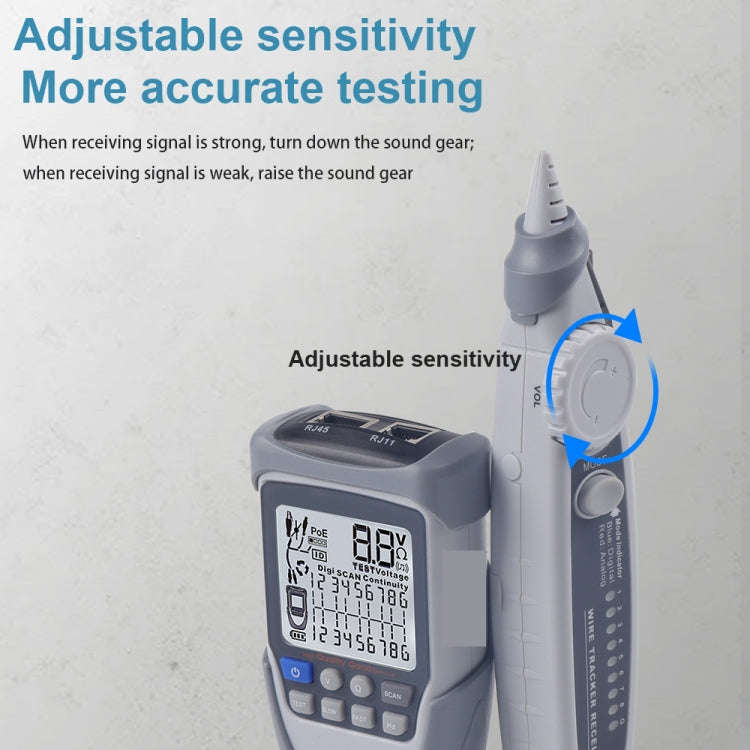 ET612 Network Cable Tester Wire Tracker Battery Voltage POE Test Multi-function Cable Tester