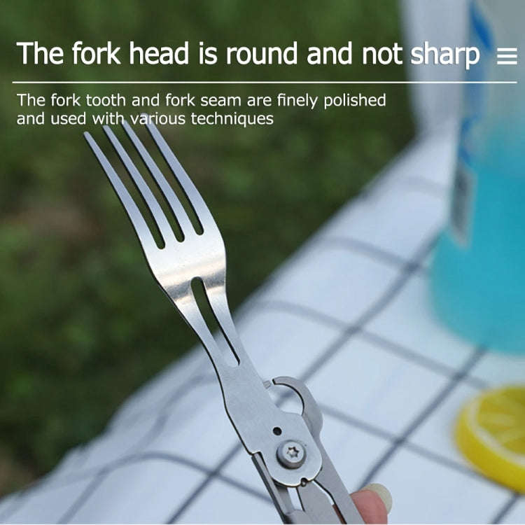 6-in-1 Folding Tableware (Fork/Knife/Spoon/Bottle Opener) for Camping and Survival(Silver)