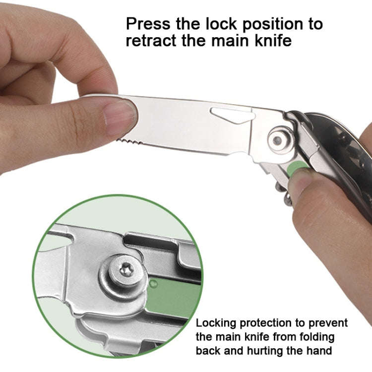 6-in-1 Folding Tableware (Fork/Knife/Spoon/Bottle Opener) for Camping and Survival(Silver)