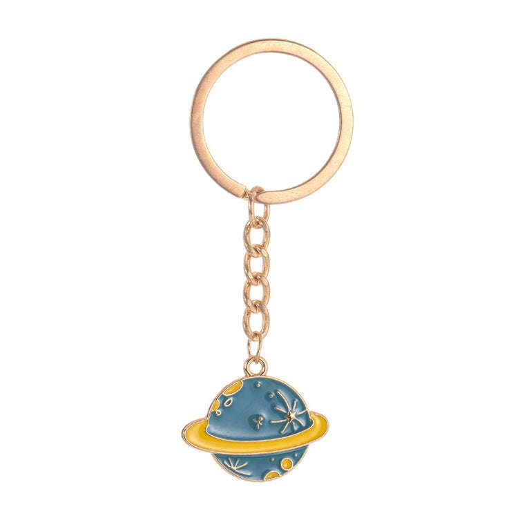 5 PCS Drip Oil Round Keychain Key Ring Bag Pendant(Blue Planet)