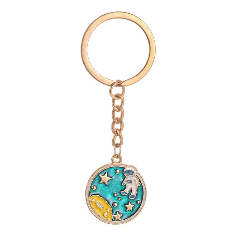 5 PCS Drip Oil Round Keychain Key Ring Bag Pendant(Astronauts Alloy)