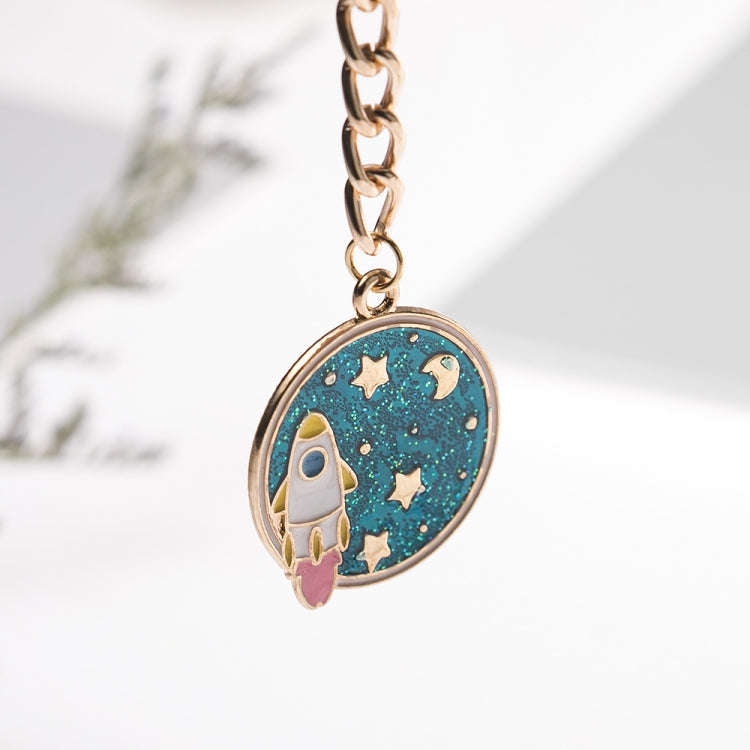 5 PCS Drip Oil Round Keychain Key Ring Bag Pendant(Cosmic Planet)