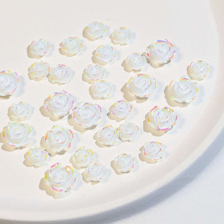 SP0473 30Pcs/Pack 3D Camellia Nail Art Decorative Rhinestones(Colorful White)
