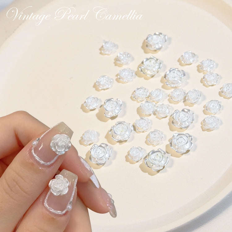 SP0473 30Pcs/Pack 3D Camellia Nail Art Decorative Rhinestones(Light Change)
