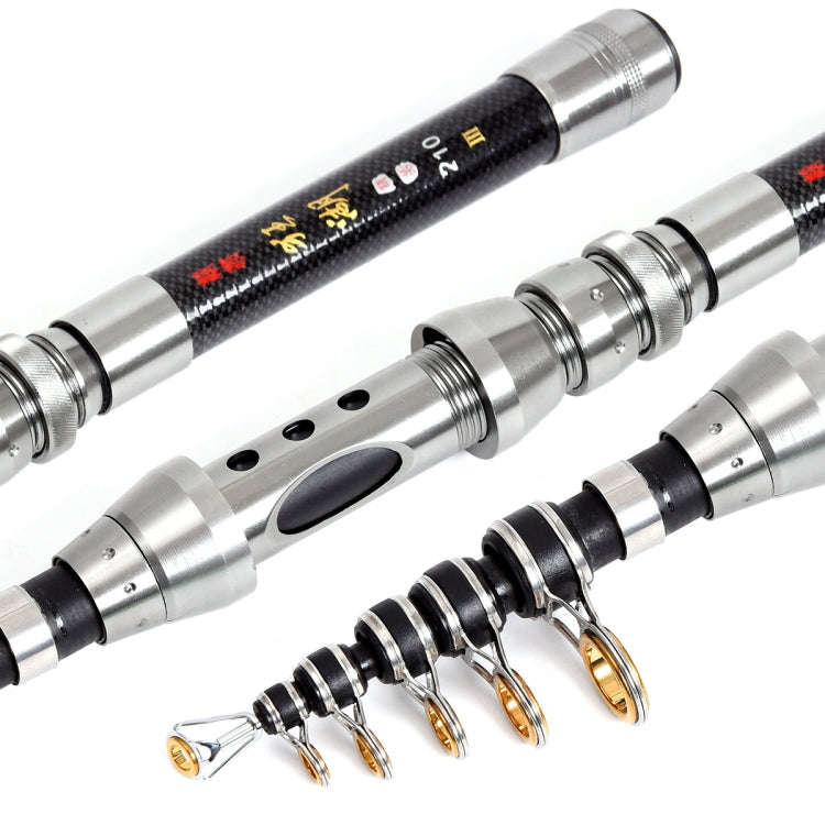LEO 27593 Carbon Mini Fishing Rod Shrink Handle Throwing Poles, Length: 2.1m