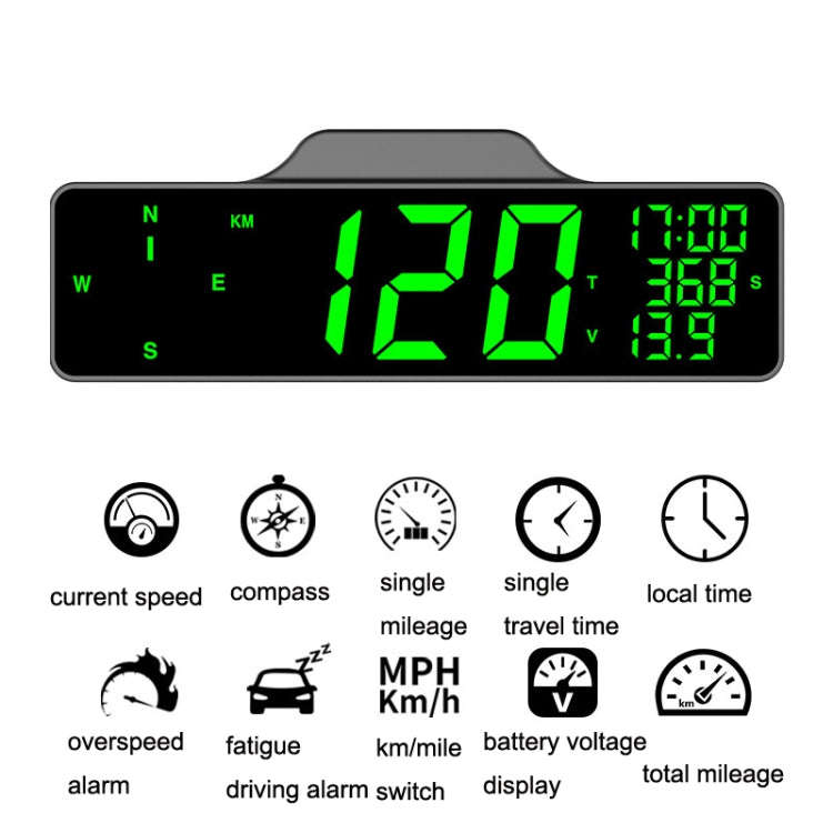 9.0 Inch Screen Car HUD Car Head-up Display Compass Multifunction GPS Speedometer