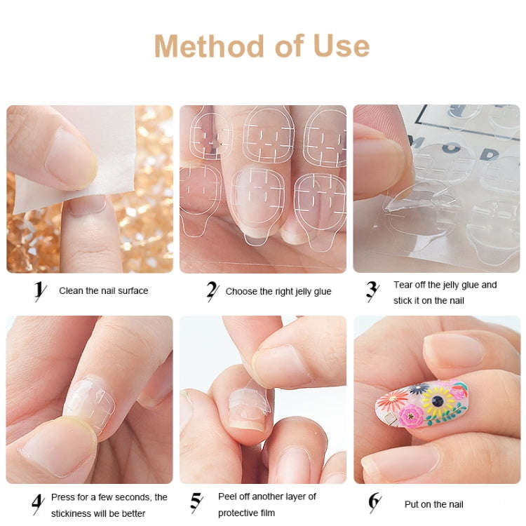 30 PCS 24 Stickers/Sheet Nail Art Double Sided Jelly Glue, Specification: Pink