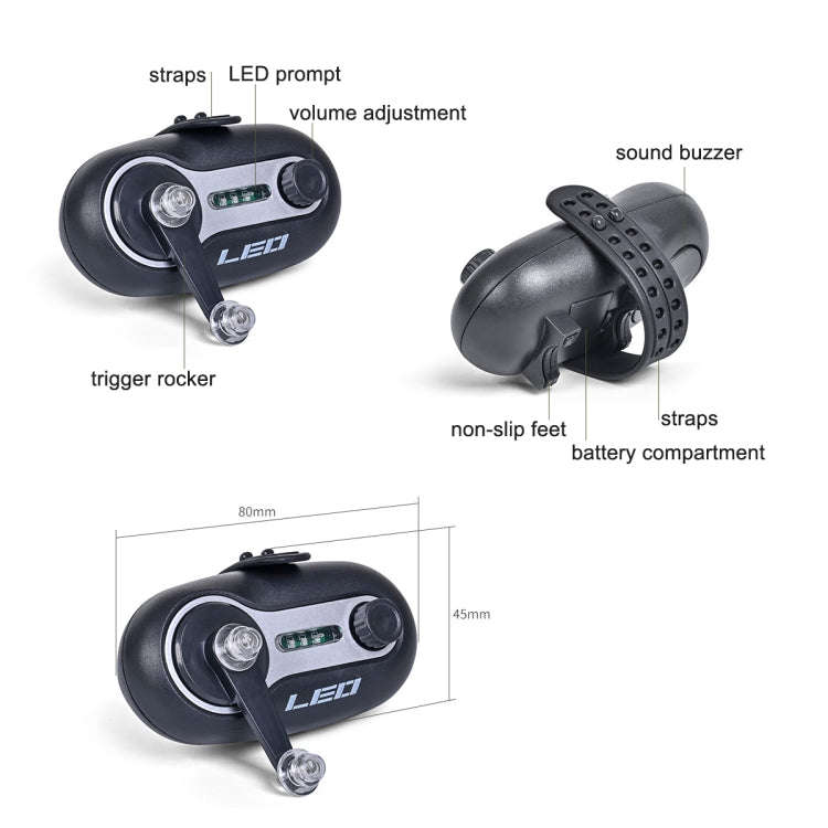 LEO 28152 Sea Rod Sound and Light Alarm Fishing Rod Prompt Alarm, Style: Rocker Black