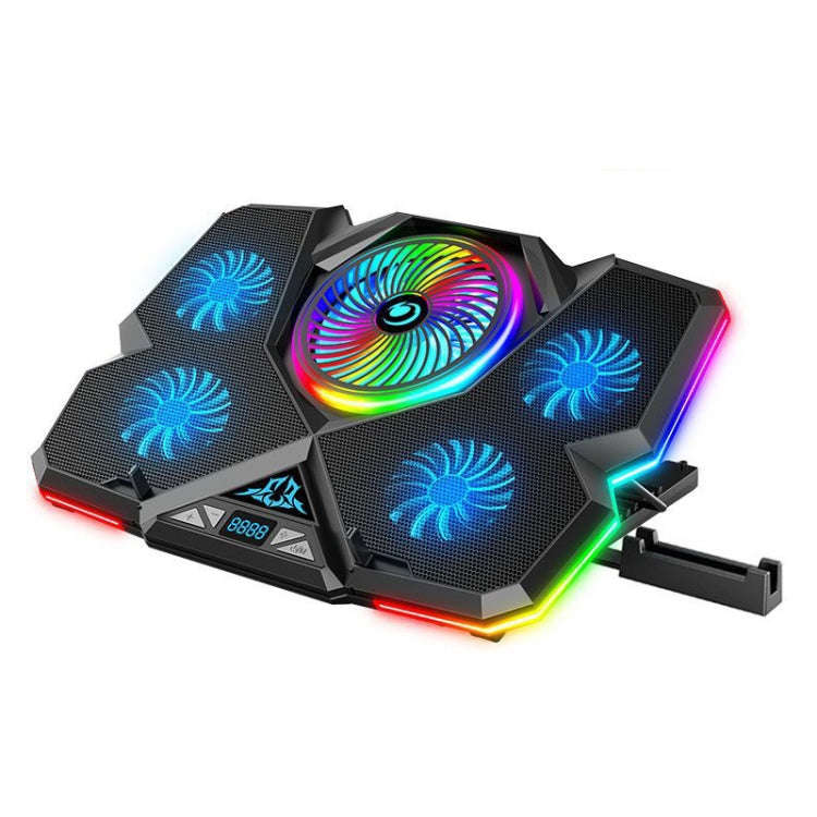 CoolCold  Five Fans 2 USB Ports Laptop Cooler Gaming Notebook Cool Stand,Version: Touch Symphony ...