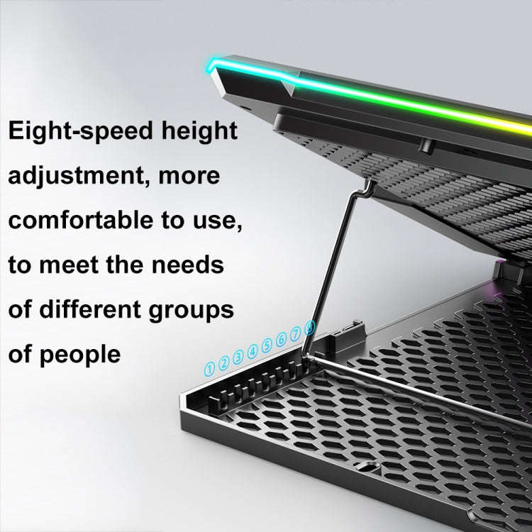 ICE COOREL K15 6-Fans Adjustable LCD Screen Laptop Stand Radiator With RGB Atmosphere Light(Black)