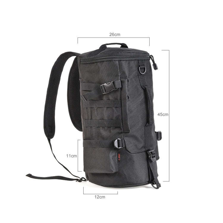 LEO 28085 Cylina Shape Fishing Gear Backpack Fishing Rod Outdoor Shoulder Bag(28085-B Black)
