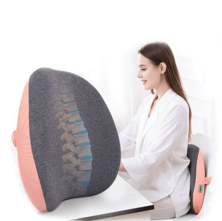 Office Memory Foam Waist Support Cushion Waist Support Pillow(Lotus Pink)