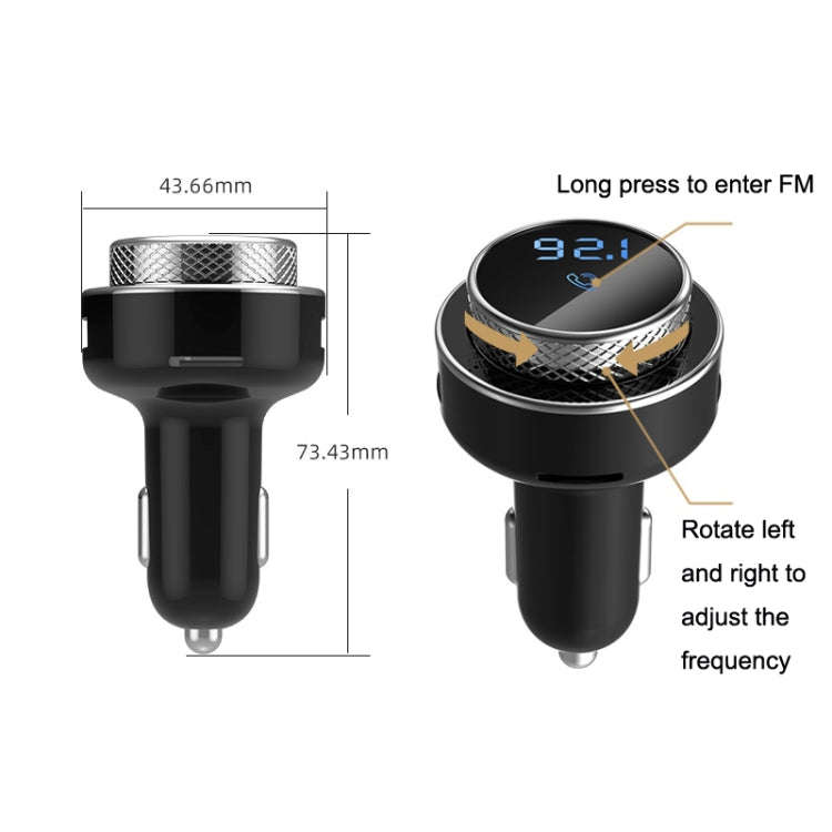 GC-16 Car Bluetooth MP3 Player FM Transmitter QC3.0 Fast Charging Car Charger(Black)