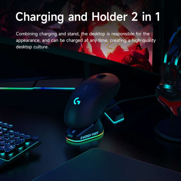 For Logitech G502 / GPW1 / 2 Wireless Mouse Charging Dock Stand Black Stream