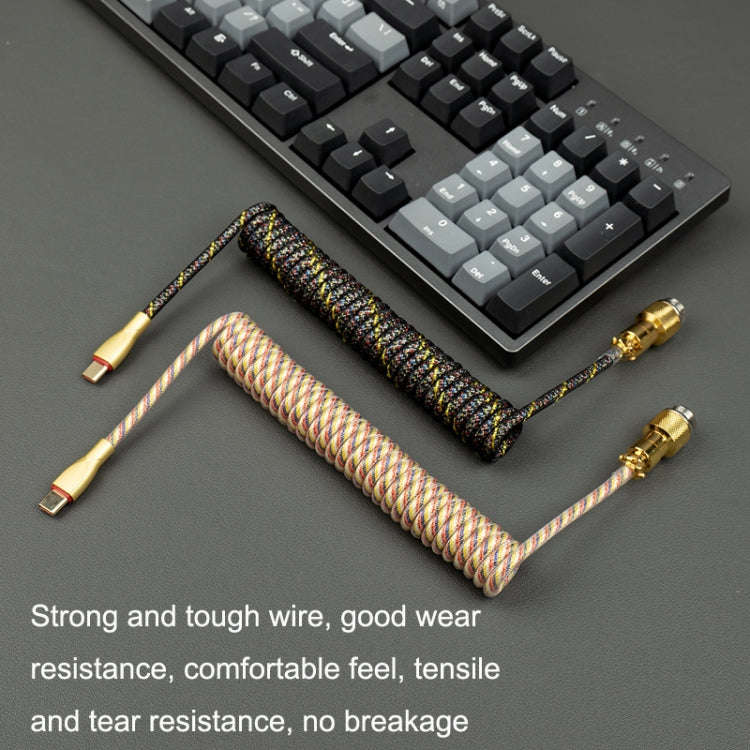 Mechanical Keyboard Spring Cable Gold-plated Aerial Plug(Black)